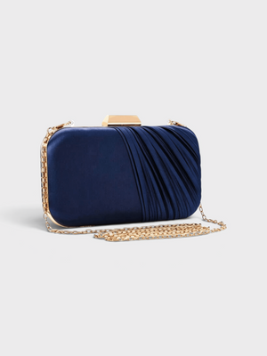 Bolsa Clutch Feminina Plissada Azul Marinho