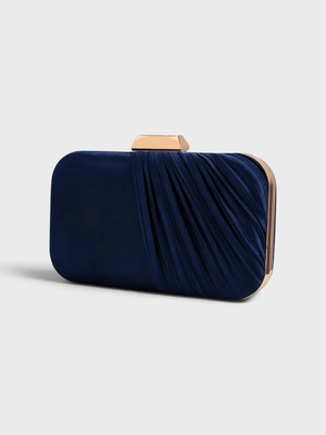Bolsa Clutch Feminina Plissada Azul Marinho