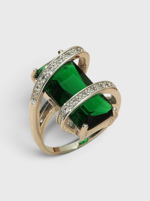 Anel Feminino Esmeralda Royale em Zircônia Retangular