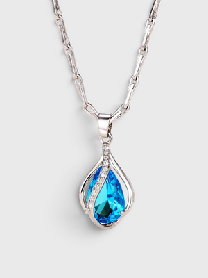 Colar Feminino Gota Lumière Azul em Zircônia
