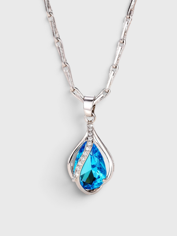 Colar Feminino Gota Lumière Azul em Zircônia