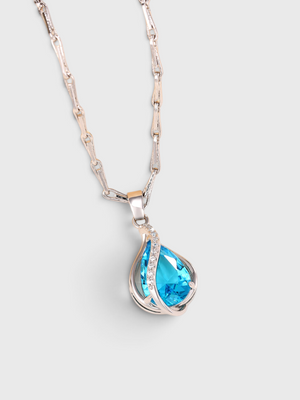 Colar Feminino Gota Lumière Azul em Zircônia