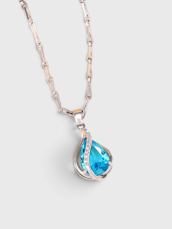 Colar Feminino Gota Lumière Azul em Zircônia