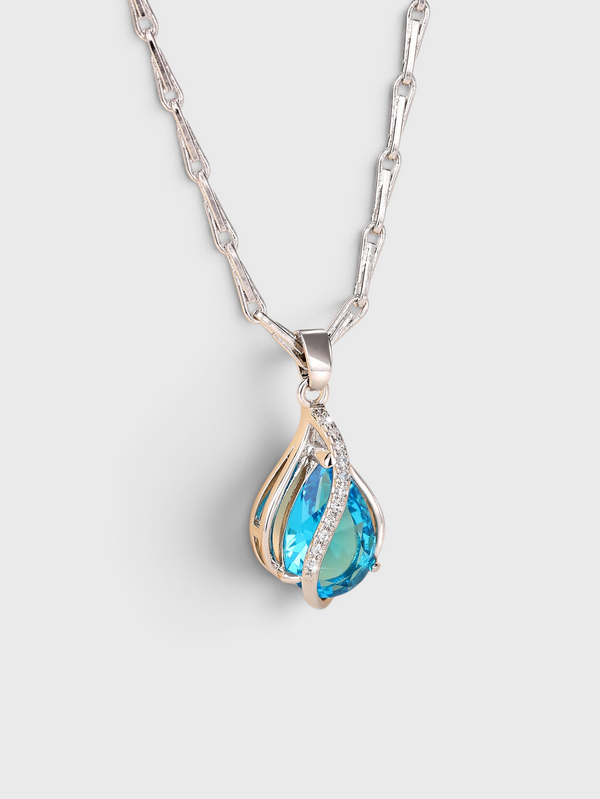 Colar Feminino Gota Lumière Azul em Zircônia