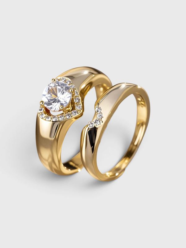 Conjunto de Anéis Femininos Zircônia Eternal Love