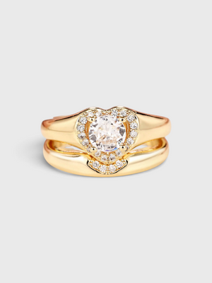 Conjunto de Anéis Femininos Zircônia Eternal Love