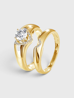 Conjunto de Anéis Femininos Zircônia Eternal Love