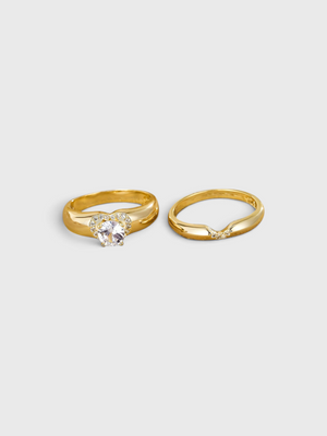 Conjunto de Anéis Femininos Zircônia Eternal Love