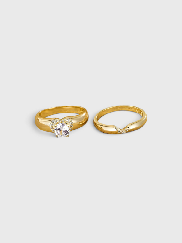Conjunto de Anéis Femininos Zircônia Eternal Love