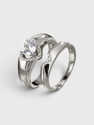 Conjunto de Anéis Femininos Zircônia Eternal Love