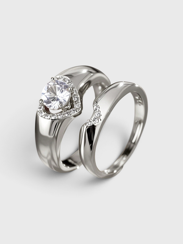 Conjunto de Anéis Femininos Zircônia Eternal Love
