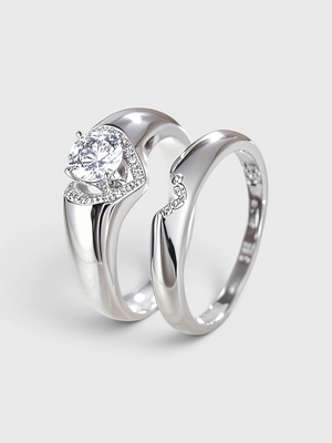 Conjunto de Anéis Femininos Zircônia Eternal Love