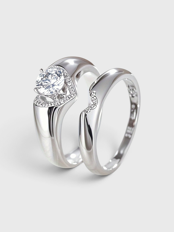 Conjunto de Anéis Femininos Zircônia Eternal Love