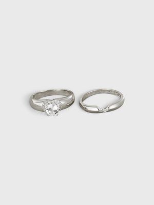 Conjunto de Anéis Femininos Zircônia Eternal Love