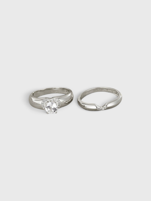 Conjunto de Anéis Femininos Zircônia Eternal Love