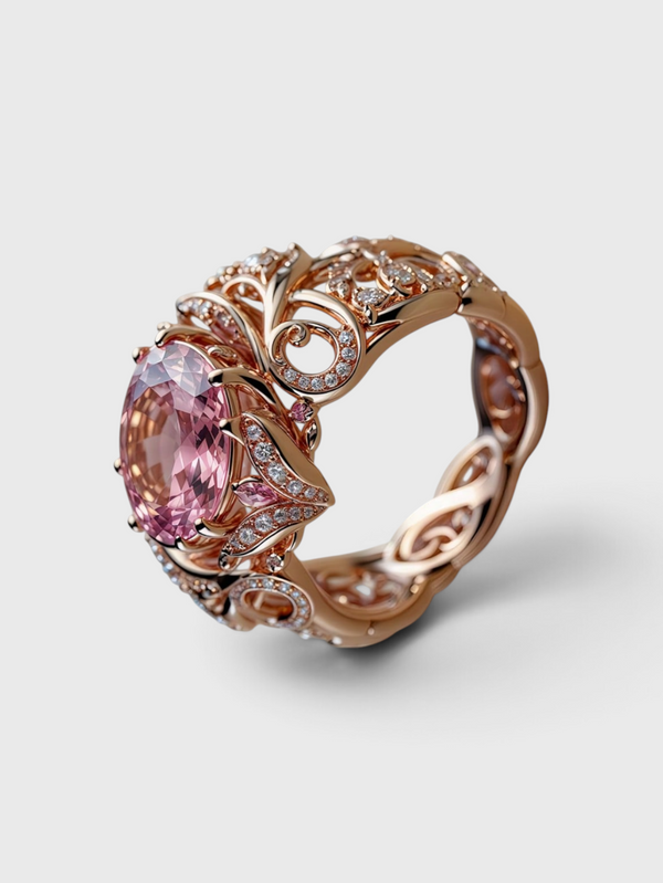 Anel Feminino Rosé Imperial em Zircônia