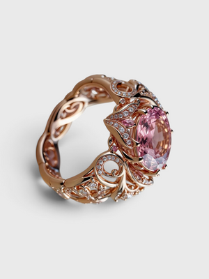 Anel Feminino Rosé Imperial em Zircônia