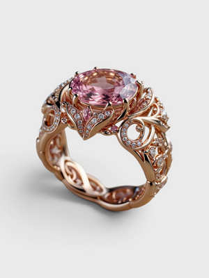 Anel Feminino Rosé Imperial em Zircônia
