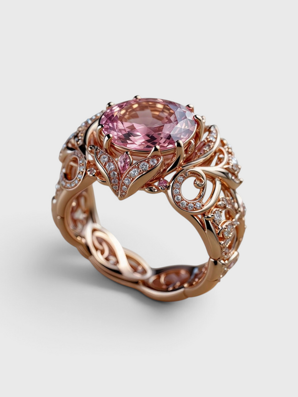 Anel Feminino Rosé Imperial em Zircônia
