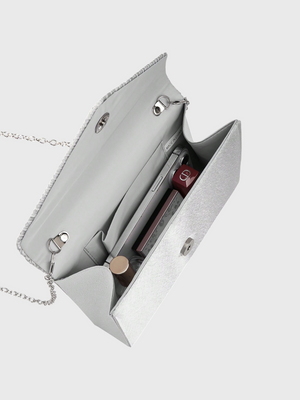 Conjunto Feminino Clutch Plissada Lumière com Strass