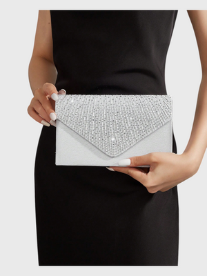 Conjunto Feminino Clutch Plissada Lumière com Strass