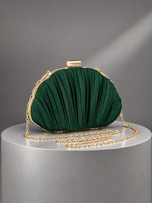 Bolsa Clutch Feminina Plissada Esmeralda