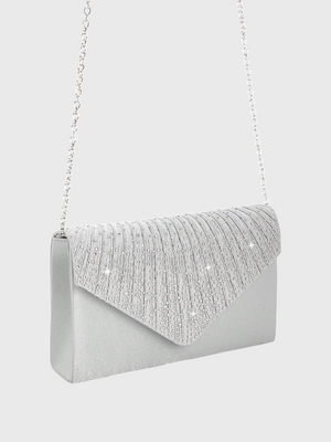 Conjunto Feminino Clutch Plissada Lumière com Strass