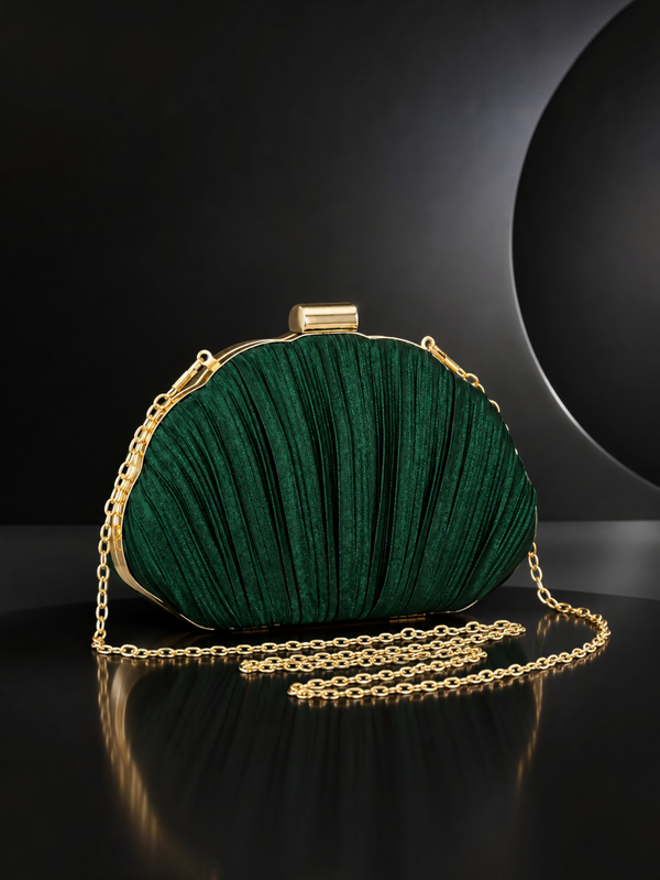 Bolsa Clutch Feminina Plissada Esmeralda