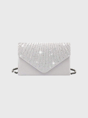 Conjunto Feminino Clutch Plissada Lumière com Strass