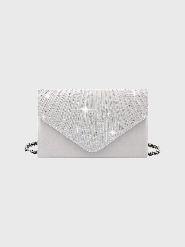 Conjunto Feminino Clutch Plissada Lumière com Strass