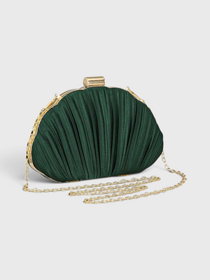 Bolsa Clutch Feminina Plissada Esmeralda