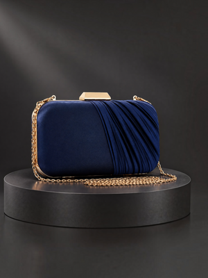 Bolsa Clutch Feminina Plissada Azul Marinho