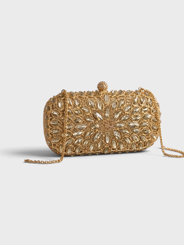 Bolsa Clutch Feminina Lili Crystal Dourada