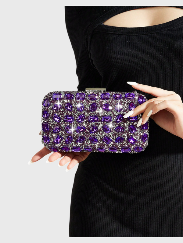 Clutch Feminina Lantejoulas Diamond Roxa