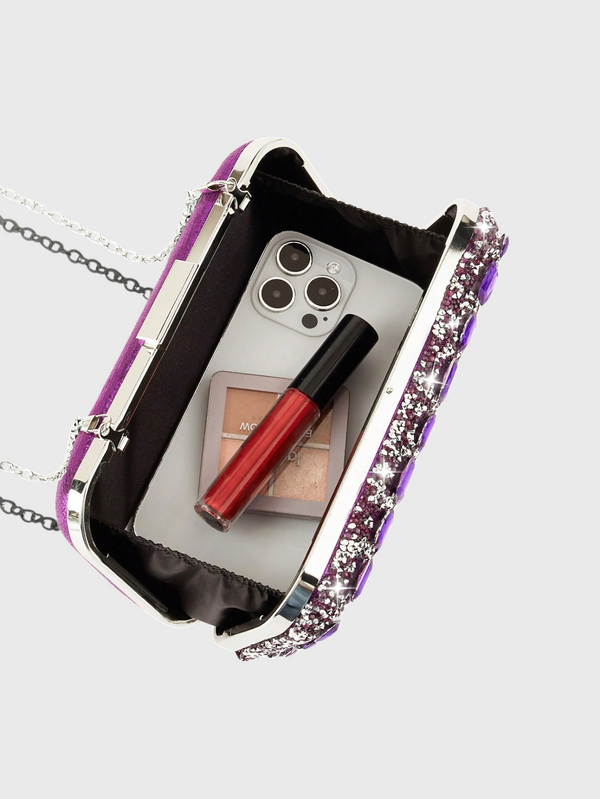 Clutch Feminina Lantejoulas Diamond Roxa