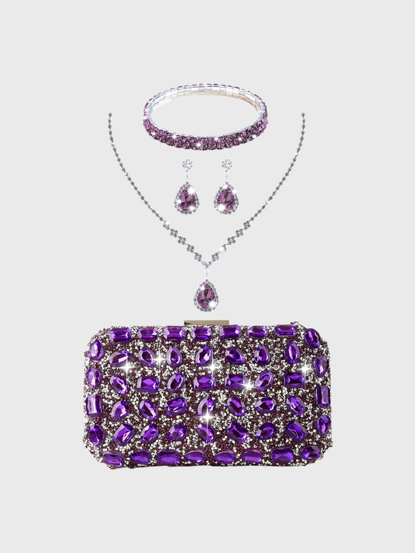 Clutch Feminina Lantejoulas Diamond Roxa