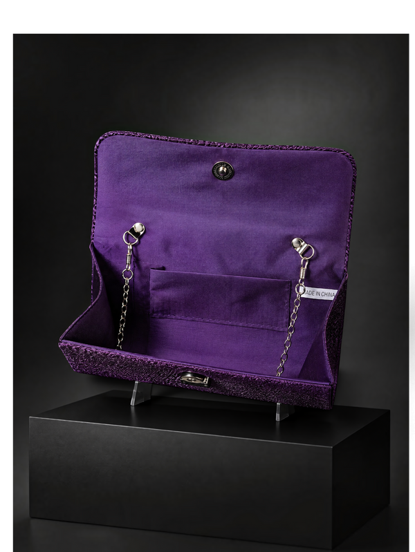 Bolsa Clutch Feminina Plissada Lumière Roxa com Strass