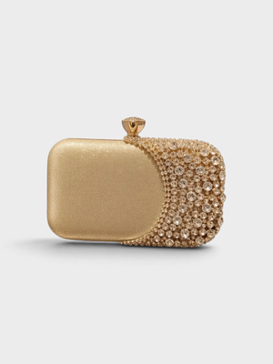 Bolsa Clutch Feminina Golden Majesté com Strass