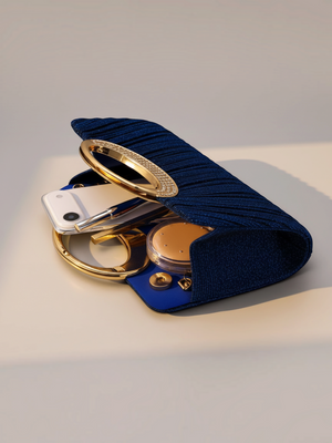 Bolsa Clutch Feminina Blue Royale com Cristais
