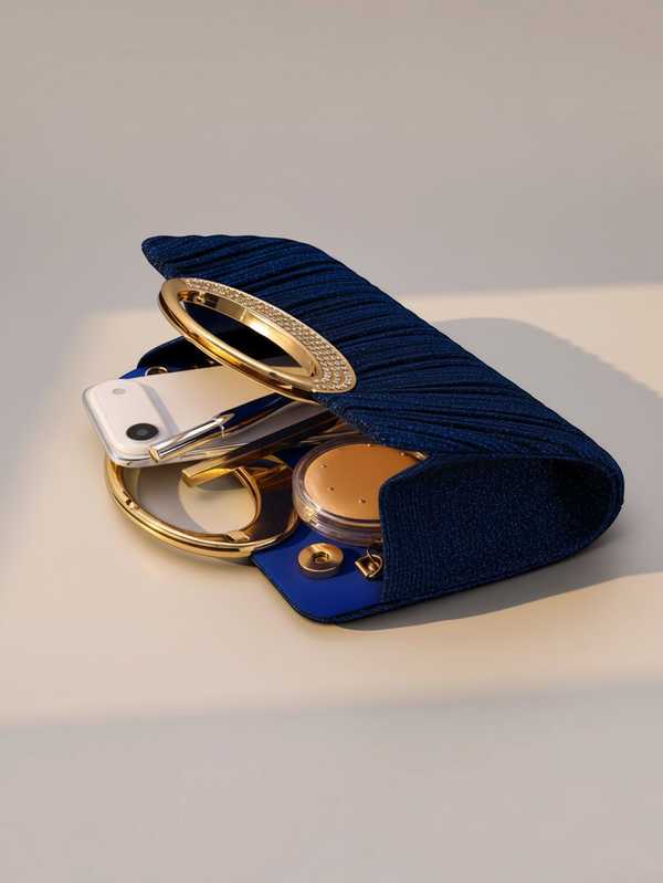 Bolsa Clutch Feminina Blue Royale com Cristais