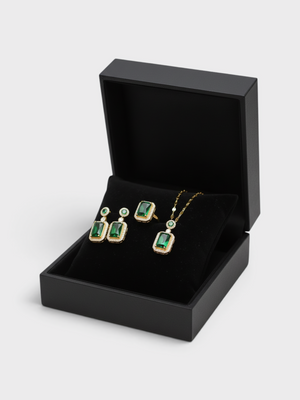 Conjunto Feminino Strass Quadrado Lumière Verde Esmeralda