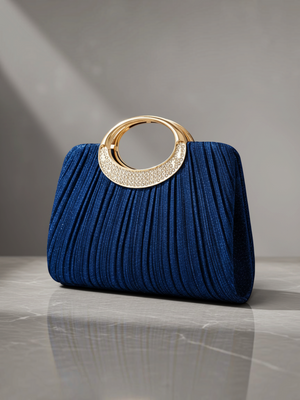 Bolsa Clutch Feminina Blue Royale com Cristais